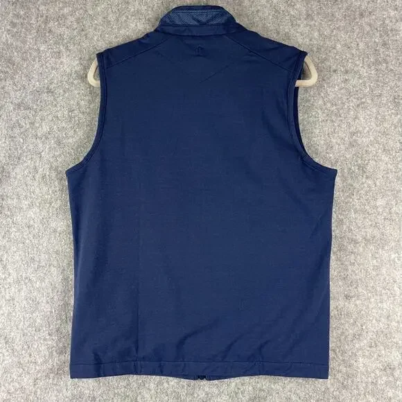 Holderness & Bourne Perry Vest Mens Medium Blue Herringbone Insulated Logo Golf